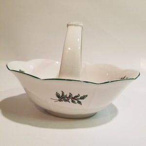 Candy Basket w/Handle Christmastime Nikko Christmas Tree Pattern
